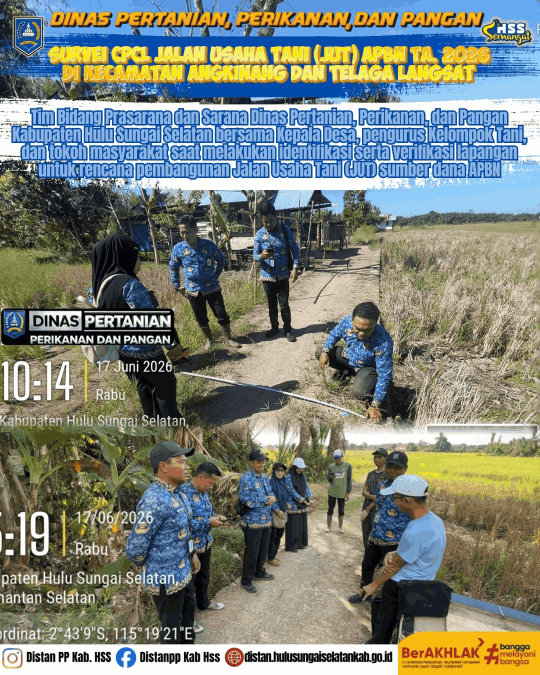 Survei CPCL Jalan Usaha Tani (JUT) APBN TA. 2026 di Kecamatan Angkinang dan Telaga Langsat